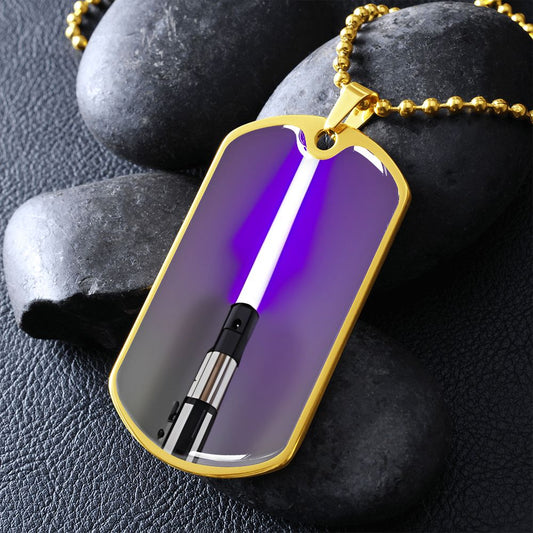 purple lightsaber with black and silver hilt